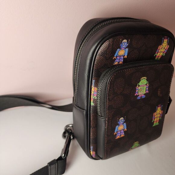 NWT COACH CW317 Cosmic Racer Sling Pack Signature Robot Print - Picture 2 of 5